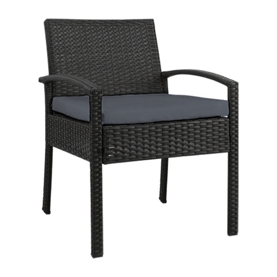 Gardeon Outdoor Furniture Bistro Wicker Chair Black - Delldesign Living - Furniture > Outdoor - free-shipping