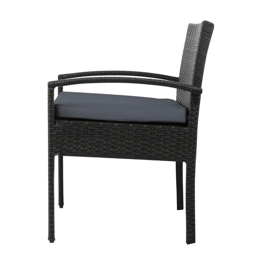 Gardeon Outdoor Furniture Bistro Wicker Chair Black - Delldesign Living - Furniture > Outdoor - free-shipping