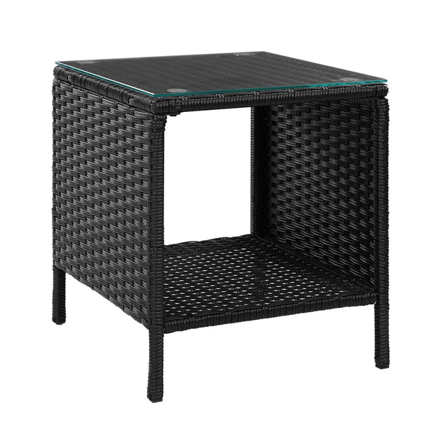 Gardeon Side Table Coffee Patio Outdoor Furniture Rattan Desk Indoor Garden Black - Delldesign Living - Furniture > Outdoor - free-shipping