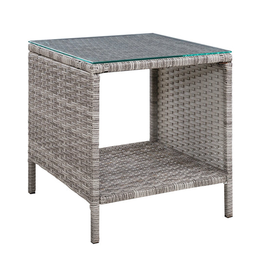 Gardeon Side Table Coffee Patio Outdoor Furniture Rattan Desk Indoor Garden Grey - Delldesign Living - Furniture > Outdoor - free-shipping