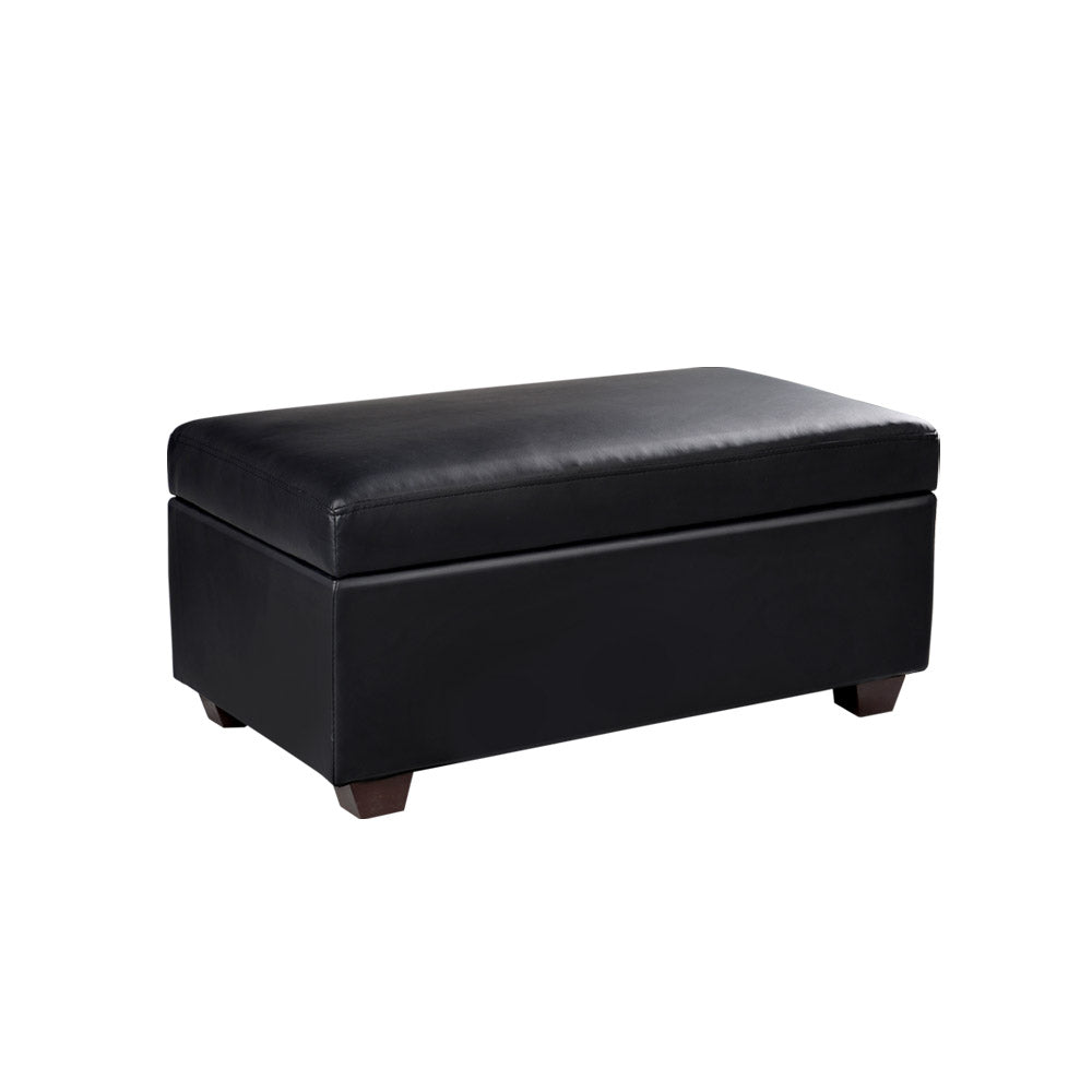 Artiss Faux PU Leather Storage Ottoman - Black - Delldesign Living - Furniture > Bedroom - free-shipping