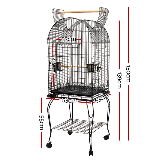 i.Pet Large Bird Cage with Perch - Black - Delldesign Living - Pet Care > Bird - free-shipping