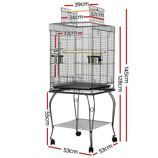 i.Pet Large Bird Cage with Perch - Black - Delldesign Living - Pet Care > Bird - free-shipping