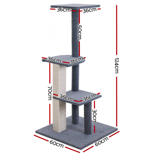 i.Pet Cat Tree 124cm Trees Scratching Post Scratcher Tower Condo House Furniture Wood Steps - Delldesign Living - Pet Care > Cat Supplies - free-shipping