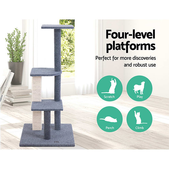 i.Pet Cat Tree 124cm Trees Scratching Post Scratcher Tower Condo House Furniture Wood Steps - Delldesign Living - Pet Care > Cat Supplies - free-shipping