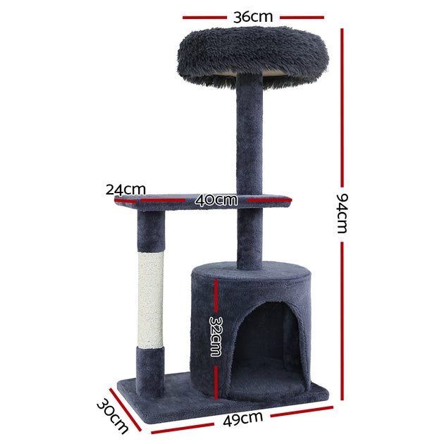 i.Pet Cat Tree Scratching Post Scratcher Tower Condo House Grey 94cm - Delldesign Living - Pet Care > Cat Supplies - free-shipping