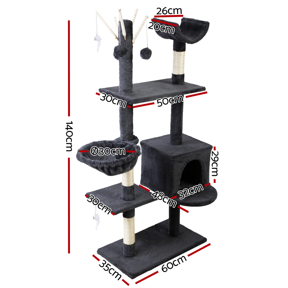 i.Pet Cat Tree 140cm Trees Scratching Post Scratcher Tower Condo House Furniture Wood - Delldesign Living - Pet Care > Cat Supplies - free-shipping