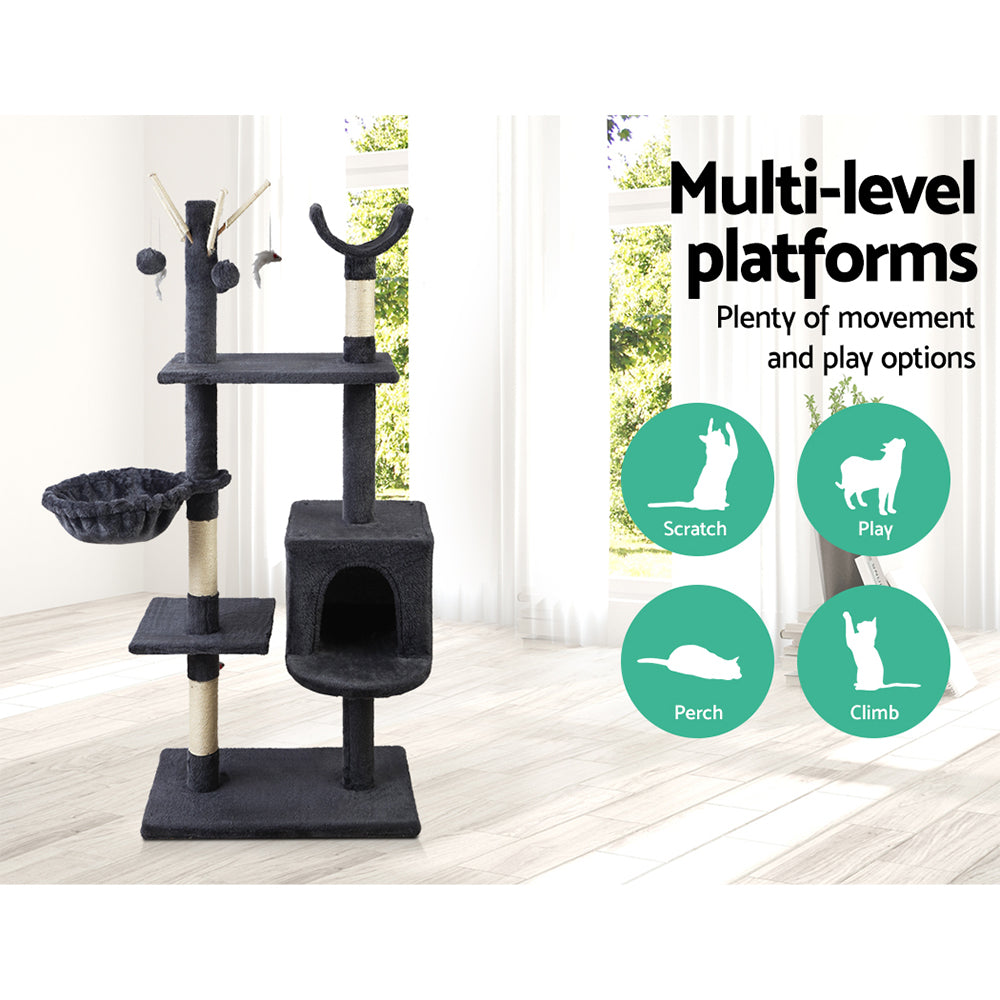 i.Pet Cat Tree 140cm Trees Scratching Post Scratcher Tower Condo House Furniture Wood - Delldesign Living - Pet Care > Cat Supplies - free-shipping