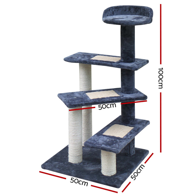 i.Pet Cat Tree 100cm Trees Scratching Post Scratcher Tower Condo House Furniture Wood Steps - Delldesign Living - Pet Care > Cat Supplies - free-shipping