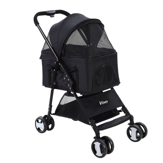 i.Pet Pet Stroller Dog Carrier Foldable Pram 3 IN 1 Middle Size Black - Delldesign Living - Pet Care > Dog Supplies - free-shipping