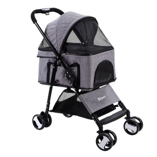 i.Pet Pet Stroller Dog Carrier Foldable Pram 3 IN 1 Middle Size Grey - Delldesign Living - Pet Care > Dog Supplies - free-shipping