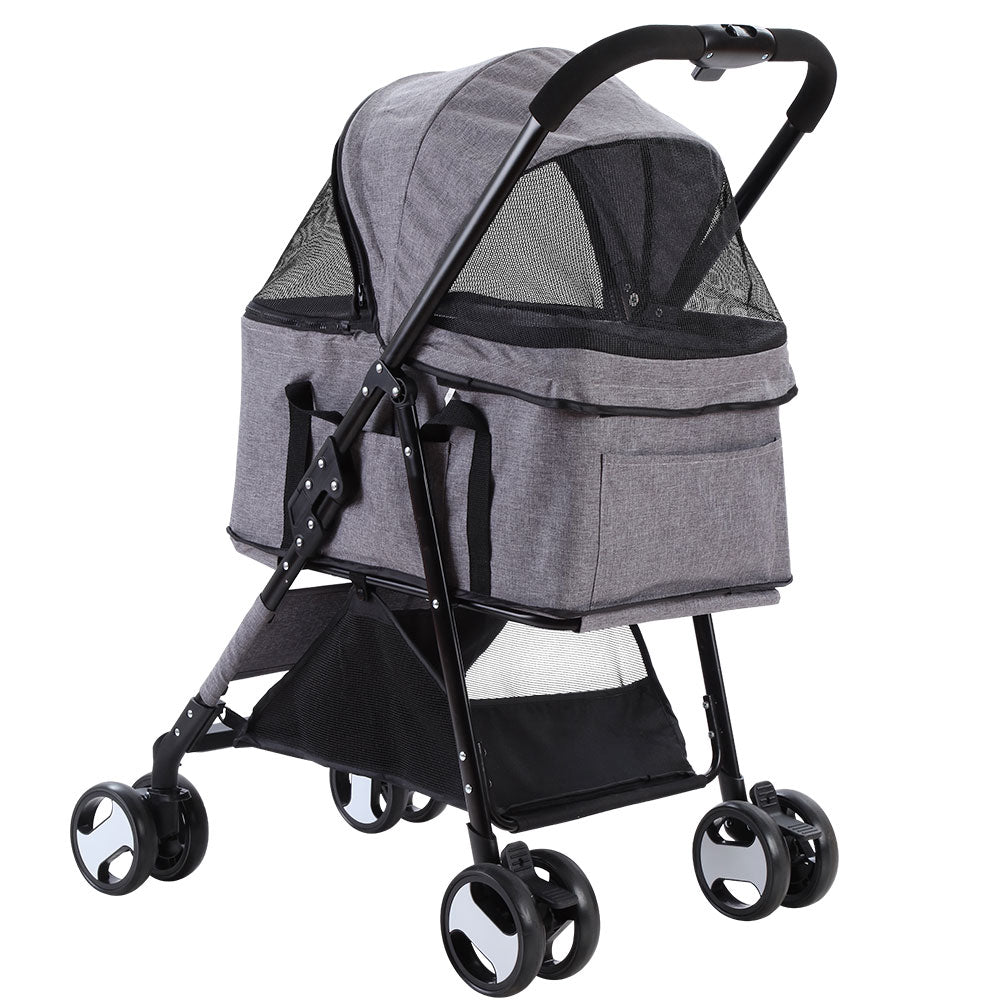 i.Pet Pet Stroller Dog Carrier Foldable Pram 3 IN 1 Middle Size Grey - Delldesign Living - Pet Care > Dog Supplies - free-shipping
