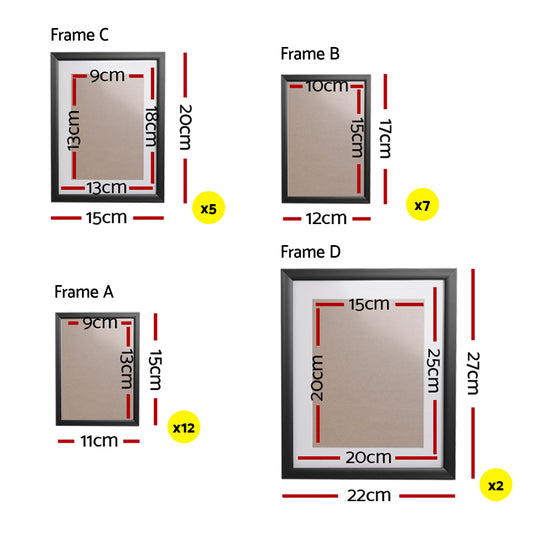 Artiss Photo Frames 26PCS  8x10in 5x7in 4x6in 3.5x5in Hanging Wall Frame Black - Delldesign Living - Home & Garden > DIY - free-shipping