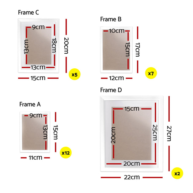 Artiss Photo Frames 26PCS  8x10in 5x7in 4x6in 3.5x5in Hanging Wall Frame White - Delldesign Living - Home & Garden > DIY - free-shipping