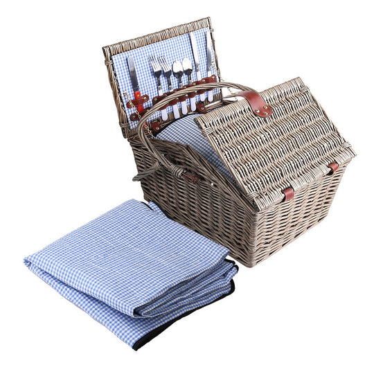 Alfresco 4 Person Picnic Basket Deluxe Baskets Outdoor Insulated Blanket - Delldesign Living - Outdoor > Picnic - free-shipping