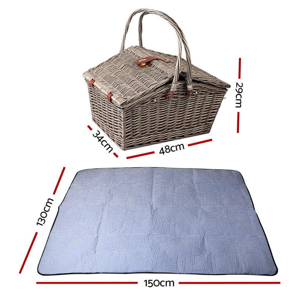 Alfresco 4 Person Picnic Basket Deluxe Baskets Outdoor Insulated Blanket - Delldesign Living - Outdoor > Picnic - free-shipping