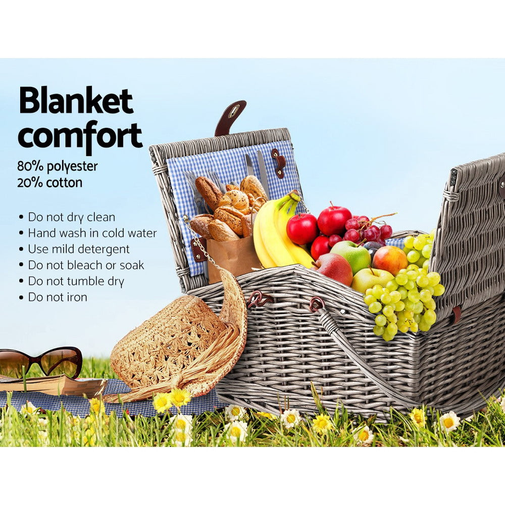 Alfresco 4 Person Picnic Basket Deluxe Baskets Outdoor Insulated Blanket - Delldesign Living - Outdoor > Picnic - free-shipping