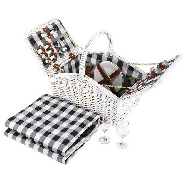 Alfresco 2 Person Picnic Basket Vintage Baskets Outdoor Insulated Blanket - Delldesign Living - Outdoor > Picnic - free-shipping, hamptons