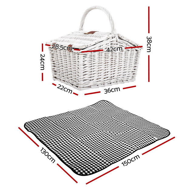 Alfresco 2 Person Picnic Basket Vintage Baskets Outdoor Insulated Blanket - Delldesign Living - Outdoor > Picnic - free-shipping, hamptons