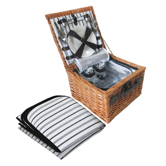 Alfresco 2 Person Picnic Basket Set Baskets Vintage Outdoor Insulated Blanket - Delldesign Living - Outdoor > Picnic - free-shipping