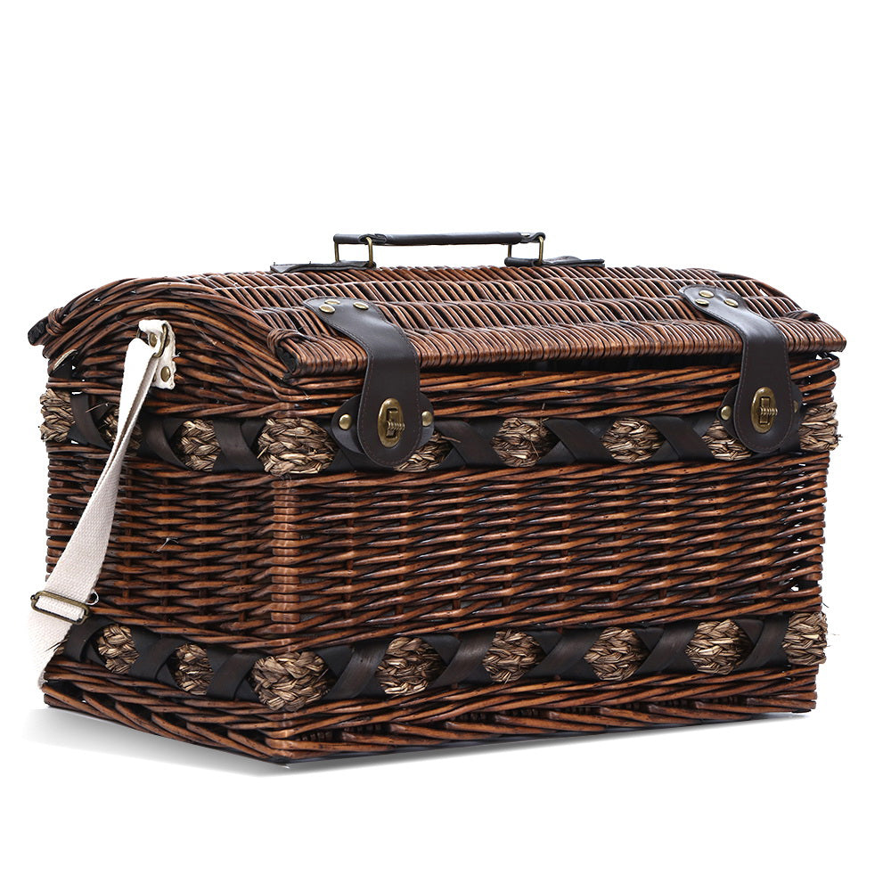 Alfresco 4 Person Picnic Basket Wicker Baskets Outdoor Insulated Gift Blanket - Delldesign Living - Outdoor > Picnic - free-shipping