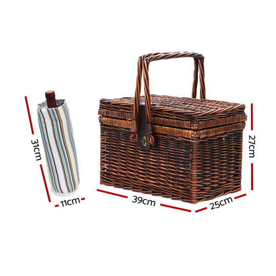 Alfresco 4 Person Picnic Basket Set Deluxe Folding Outdoor Insulated Liquor bag - Delldesign Living - Outdoor > Picnic - free-shipping