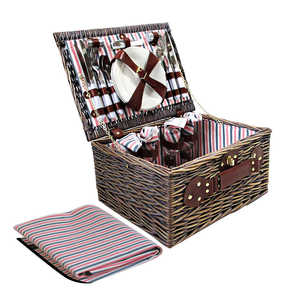 Alfresco 4 Person Picnic Basket Baskets Deluxe Outdoor Corporate Gift Blanket - Delldesign Living - Outdoor > Picnic - free-shipping