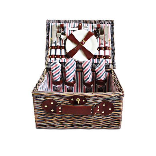 Alfresco 4 Person Picnic Basket Baskets Deluxe Outdoor Corporate Gift Blanket - Delldesign Living - Outdoor > Picnic - free-shipping