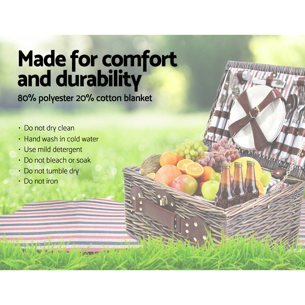 Alfresco 4 Person Picnic Basket Baskets Deluxe Outdoor Corporate Gift Blanket - Delldesign Living - Outdoor > Picnic - free-shipping