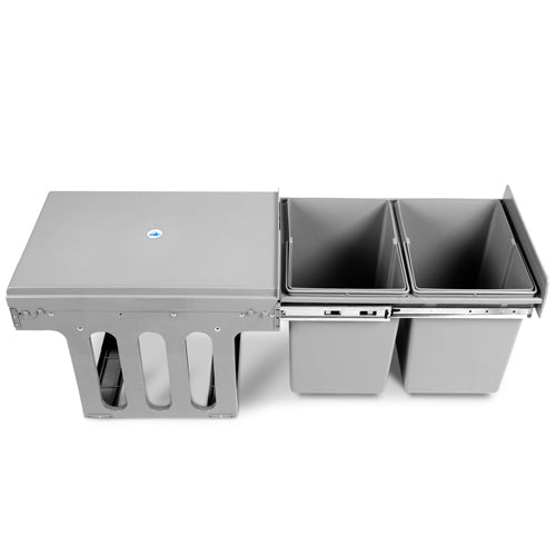 Cefito 2x15L Pull Out Bin - Grey - Delldesign Living - Home & Garden > Kitchen Bins - free-shipping