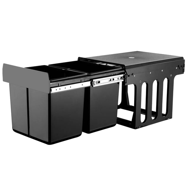 Cefito 2x15L Pull Out Bin - Black - Delldesign Living - Home & Garden > Kitchen Bins - free-shipping