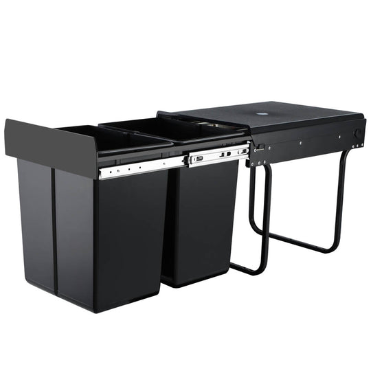 Cefito 2x20L Pull Out Bin - Black - Delldesign Living - Home & Garden > Kitchen Bins - free-shipping