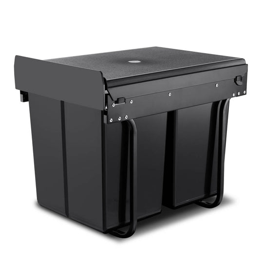 Cefito 2x20L Pull Out Bin - Black - Delldesign Living - Home & Garden > Kitchen Bins - free-shipping