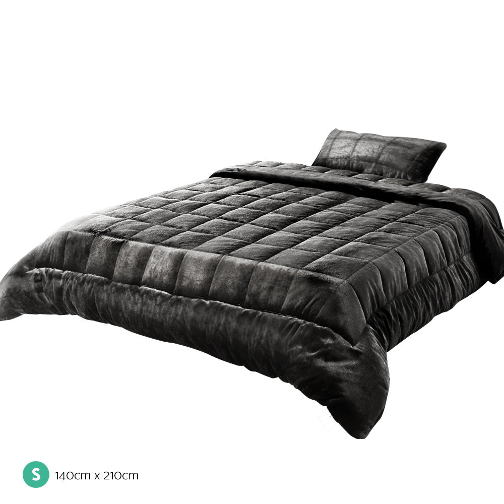 Giselle Bedding Faux Mink Quilt Single Size Charcoal - Delldesign Living - Home & Garden > Bedding - free-shipping