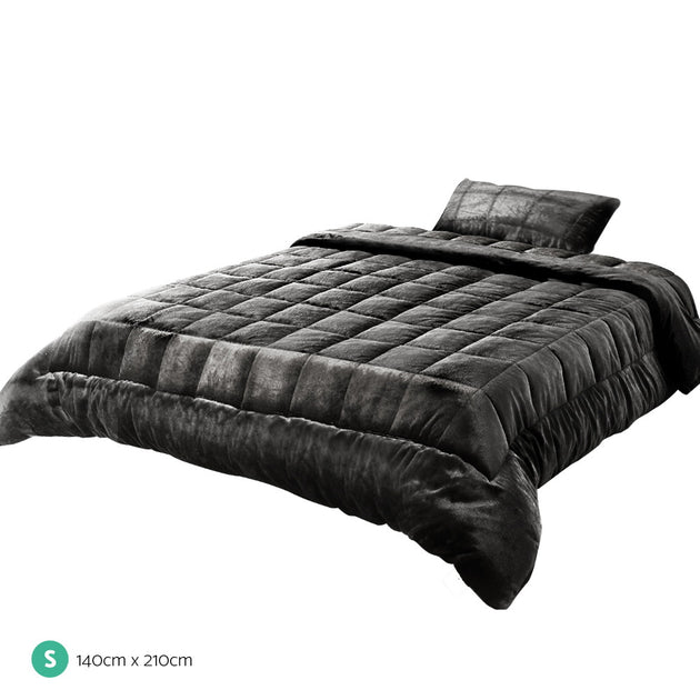 Giselle Bedding Faux Mink Quilt Single Size Charcoal - Delldesign Living - Home & Garden > Bedding - free-shipping