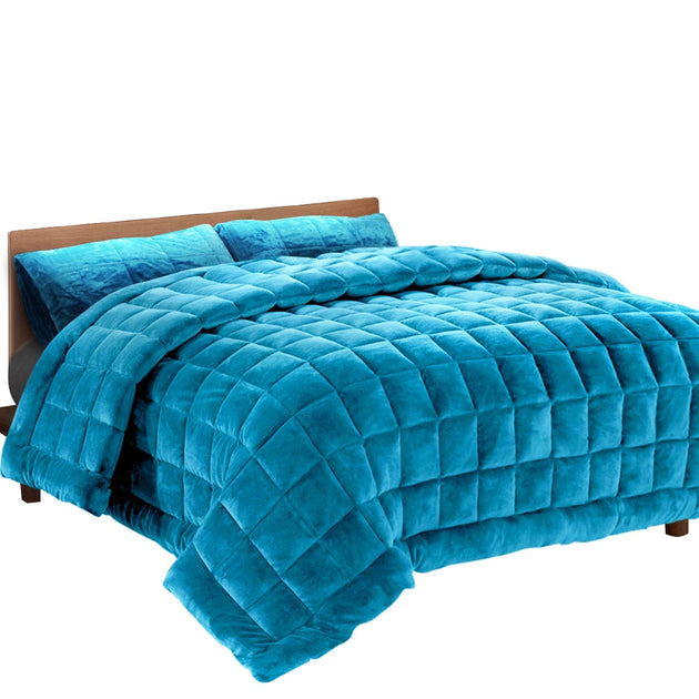 Giselle Bedding Faux Mink Quilt King Size Teal - Delldesign Living - Home & Garden > Bedding - free-shipping