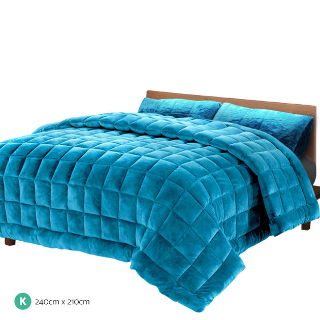 Giselle Bedding Faux Mink Quilt King Size Teal - Delldesign Living - Home & Garden > Bedding - free-shipping