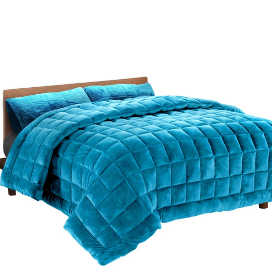 Giselle Bedding Faux Mink Quilt Queen Size Teal - Delldesign Living - Home & Garden > Bedding - free-shipping