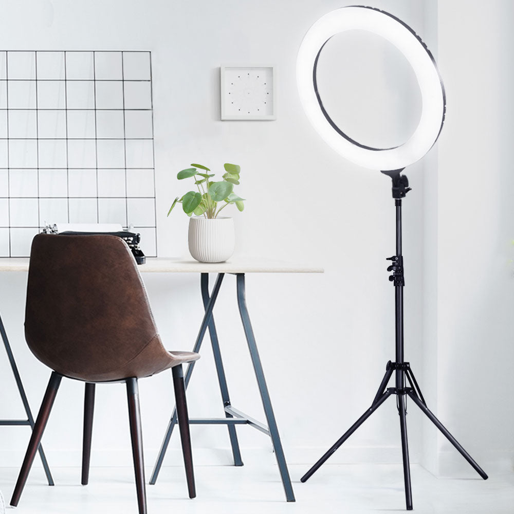 Embellir Ring Light 19" LED 5800LM Black Dimmable Diva With Stand Make Up Studio Video - Delldesign Living - Audio & Video > Photography - free-shipping