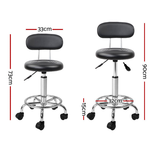 Artiss Salon Stool Swivel Chair Backrest Barber Hairdressing Hydraulic Height - Delldesign Living - Furniture > Bar Stools & Chairs - free-shipping