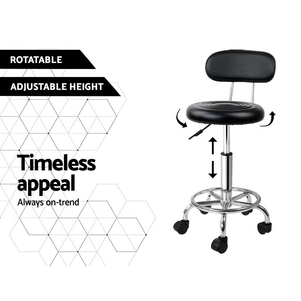 Artiss Salon Stool Swivel Chair Backrest Barber Hairdressing Hydraulic Height - Delldesign Living - Furniture > Bar Stools & Chairs - free-shipping