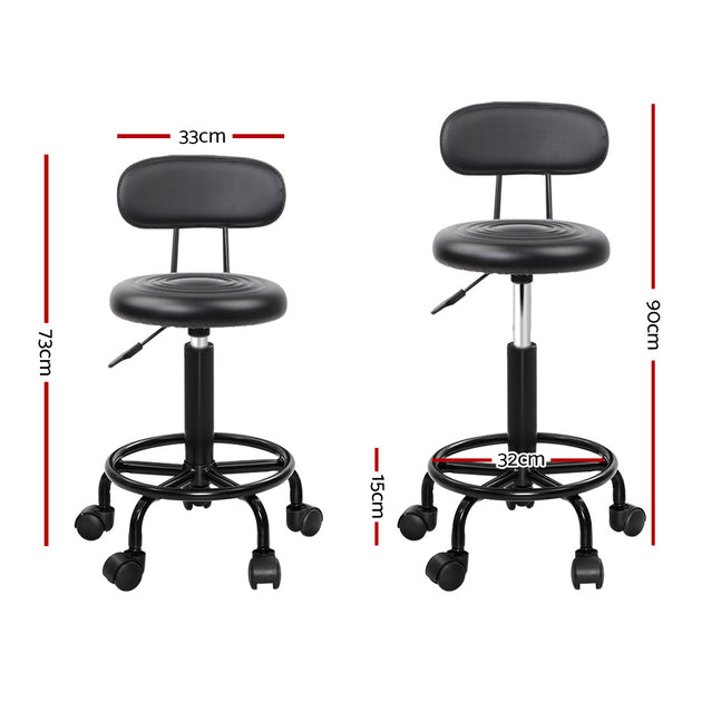 Artiss Salon Stool Swivel Chairs with Back Barber Beauty Hydralic Lift - Delldesign Living - Furniture > Bar Stools & Chairs - free-shipping