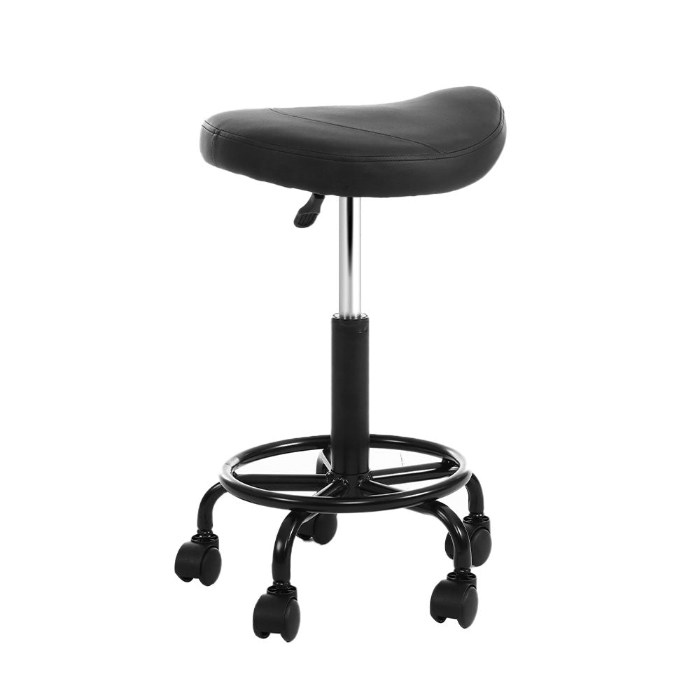 Artiss Saddle Stool Salon Chair Black Swivel Beauty Barber Hairdressing Gas Lift - Delldesign Living - Furniture > Bar Stools & Chairs - free-shipping