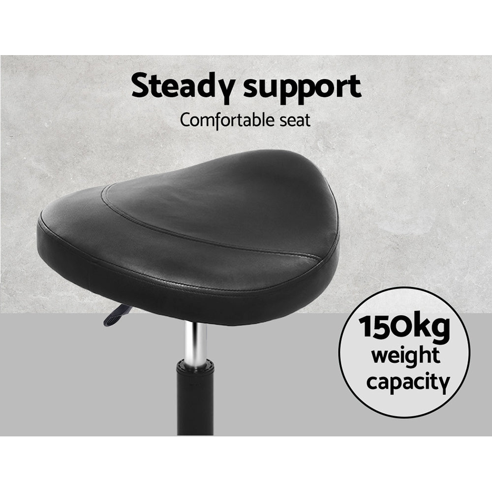 Artiss Saddle Stool Salon Chair Black Swivel Beauty Barber Hairdressing Gas Lift - Delldesign Living - Furniture > Bar Stools & Chairs - free-shipping