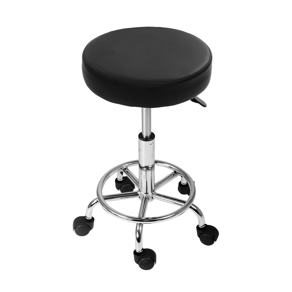 Artiss Round Salon Stool Black PU Swivel Barber Hair Dress Chair Hydraulic Lift - Delldesign Living - Furniture > Bar Stools & Chairs - free-shipping