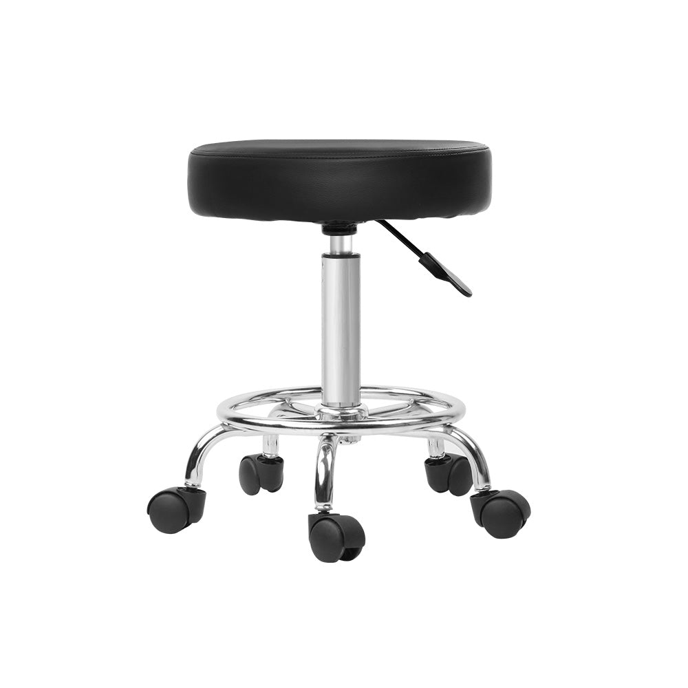 Artiss Round Salon Stool Black PU Swivel Barber Hair Dress Chair Hydraulic Lift - Delldesign Living - Furniture > Bar Stools & Chairs - free-shipping