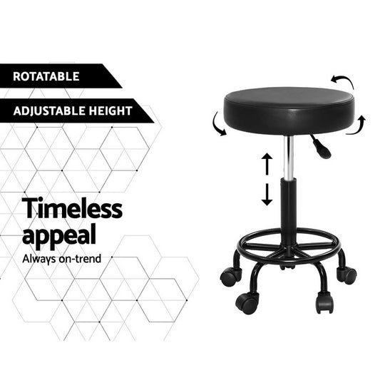 Artiss Round Salon Stool Stools Black Swivel Barber Hair Hydraulic Chairs Lift - Delldesign Living - Furniture > Bar Stools & Chairs - free-shipping