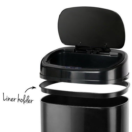58L Motion Sensor Rubbish Bin - Black - Delldesign Living - Home & Garden > Kitchen Bins - 