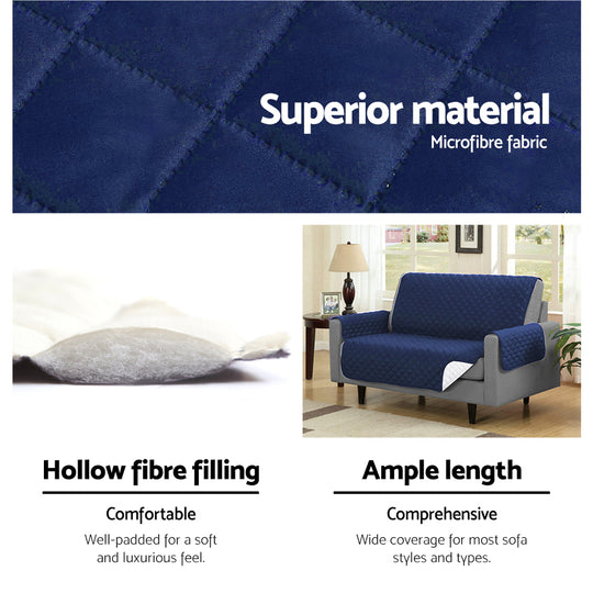 Artiss Sofa Cover Quilted Couch Covers Lounge Protector Slipcovers 3 Seater Navy - Delldesign Living - Furniture > Sofas - 