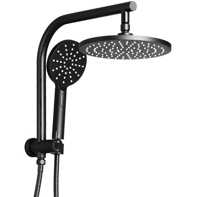 Cefito WELS 9'' Rain Shower Head Set Round Handheld High Pressure Wall Black - Delldesign Living - Home & Garden > Bathroom Accessories - free-shipping